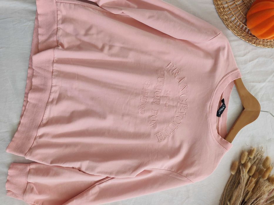 Różowa klasyczna bawełniana bluza bez kaptura The Fancy basic bawełna