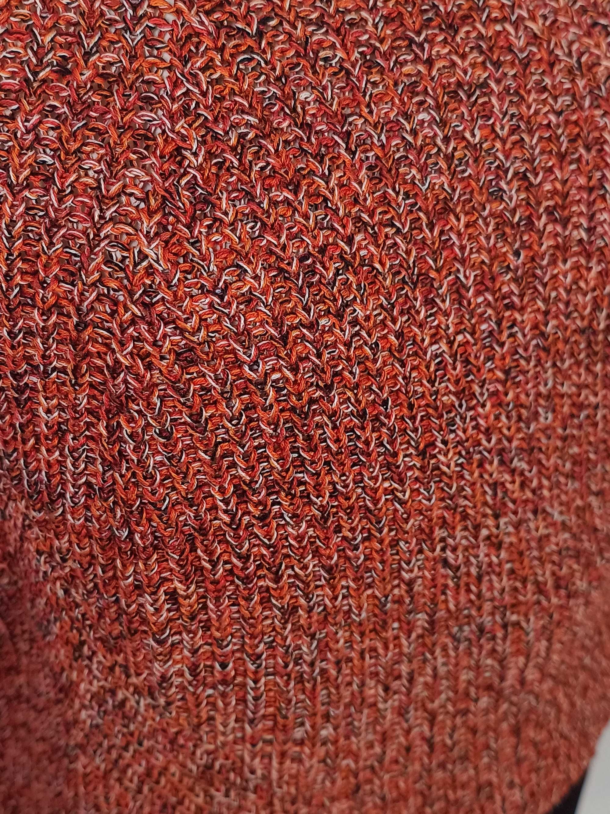 Brązowy czerwony sweter bawełniany damski H&M 38 M