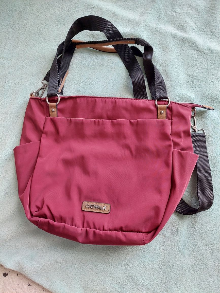 Torba shopper nylonowa   bordo