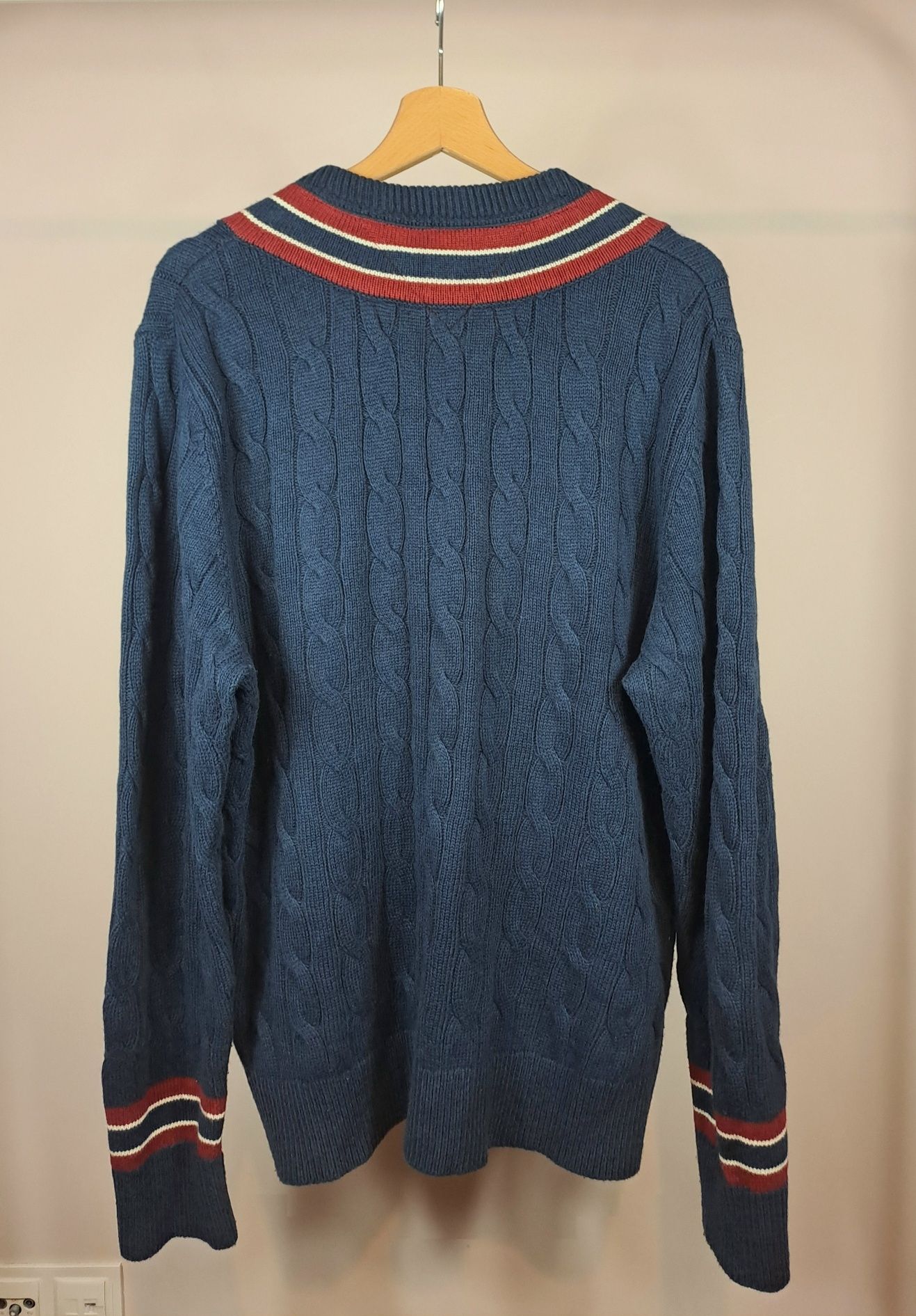 Tommy Hilfiger męski sweter ciepły gruby splot warkoczowy warkocz r.L