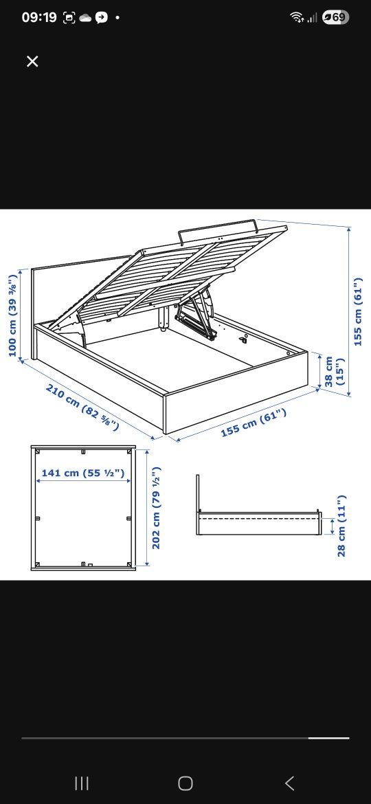 Łóżko z pojemnikiem Ikea Malm 1400x200