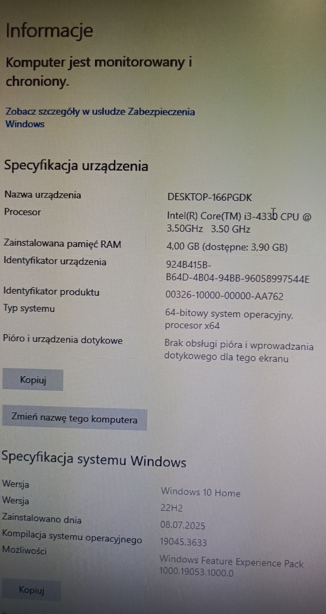 Komputer Stacjonarny i3-4330 4GB 500GB