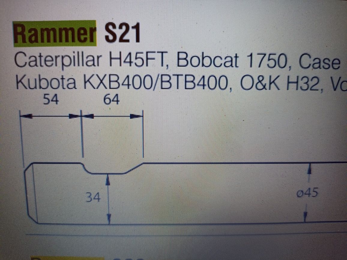 Grot do młota Rammer S21 JCB hm160 cb140