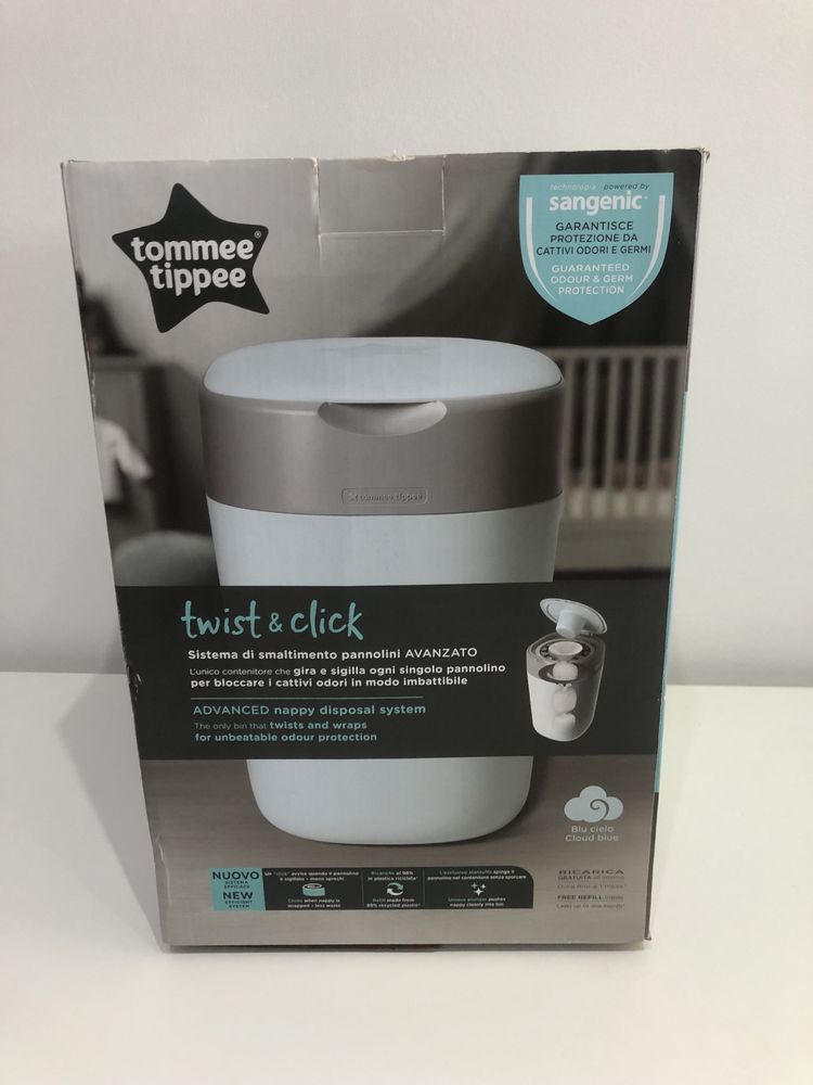 Contentor de fraldas azul Tommee Tippee novo + outro branco usado