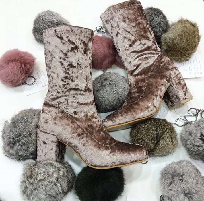 Sock boots de veludo rosa