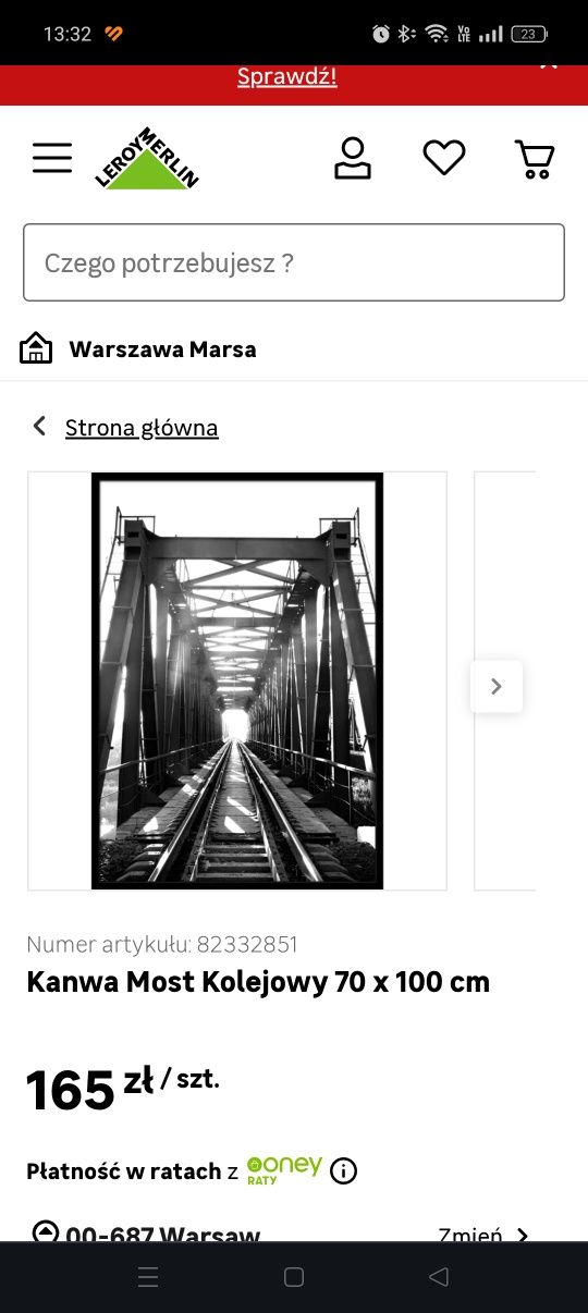 Obraz, plakat, most czarno biały 70x100