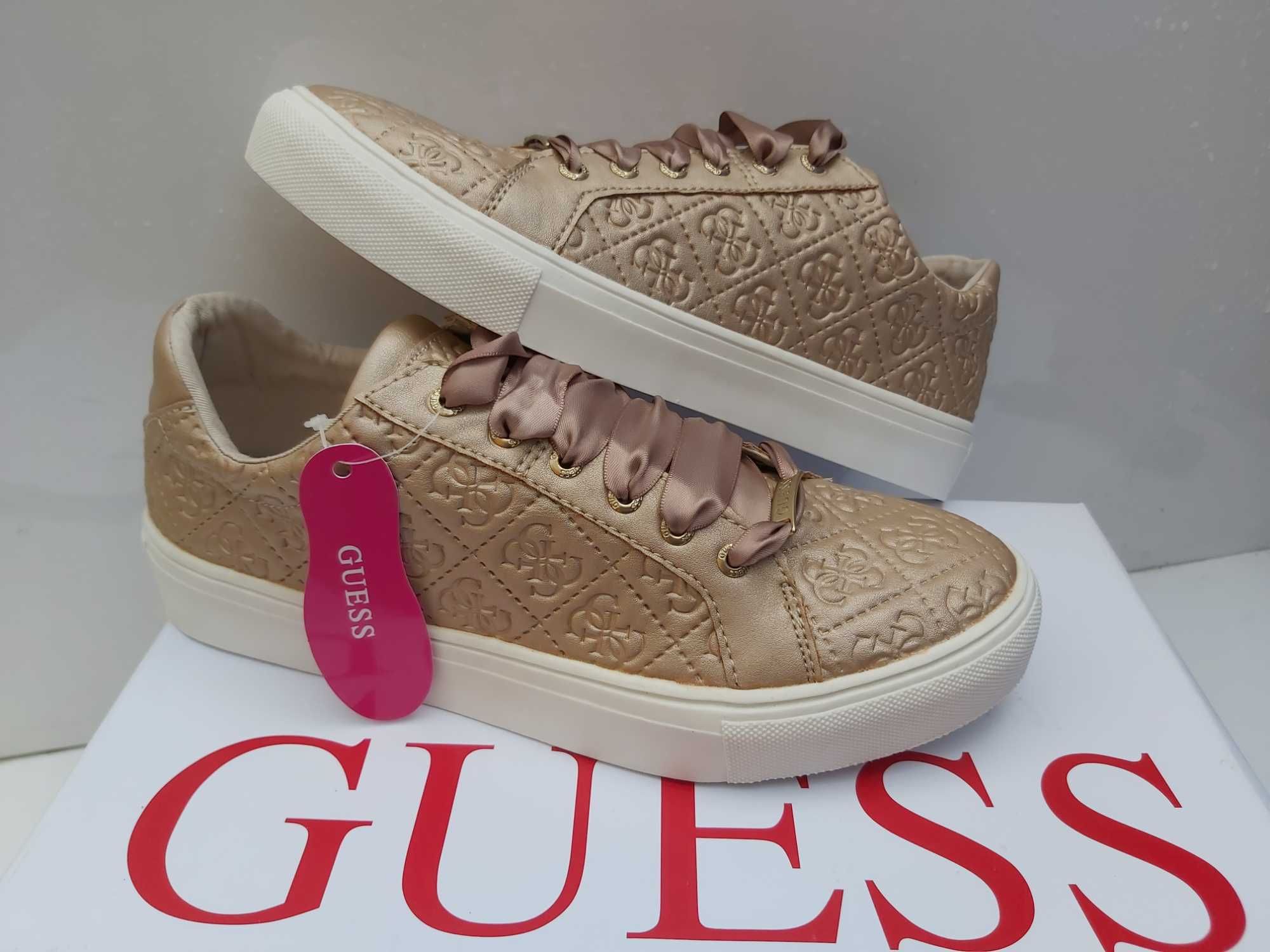 SP NOWE sneakersy GUESS złote trampki monogram rozmiar 39