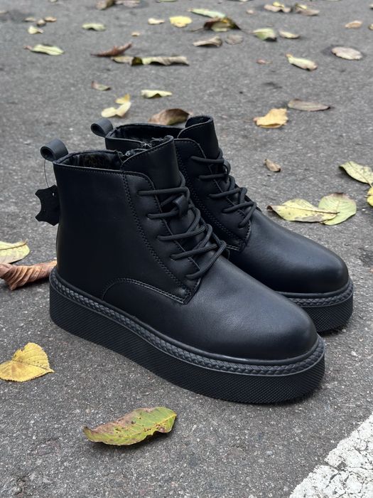 37,38,39 Останні пари натуральна шкіра зимові жіночі черевики чорні