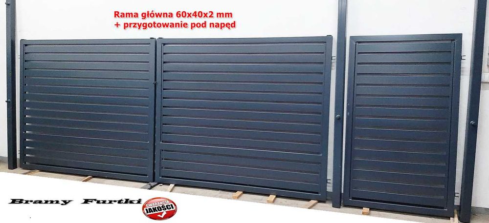 Kompletna brama palisadowa+ furtka palisadowa. Grube słupy
