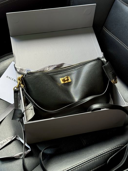 Сумка Balenciaga Rodeo Mini шкіра | чорна | срібна та золота фурнітура