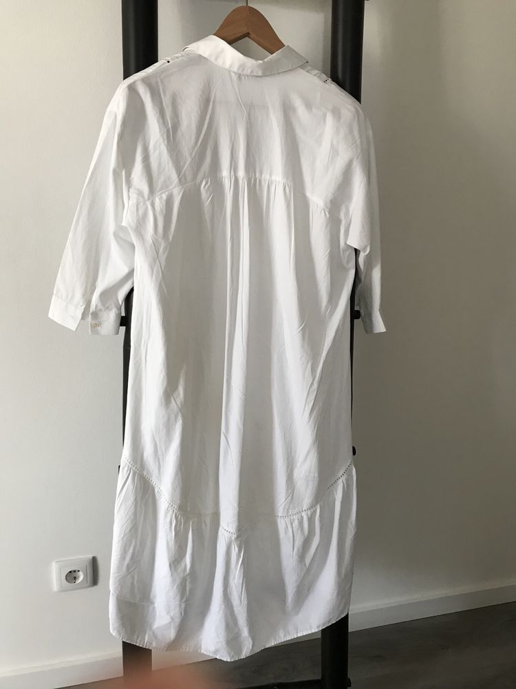 Vestido branco com tunica interna de alças, Stradivarius, tamanho S