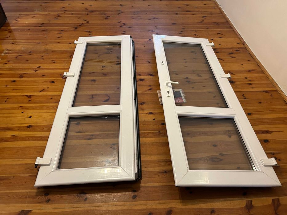 Drzwi balkonowe / wejściowe PCV 153x211 cm /białe wewn./brązowe zewn.