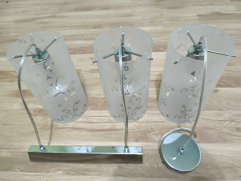 wiszące lampy, oprawka - chrom ,klosz w kwiatowym wzorze, piękny efekt