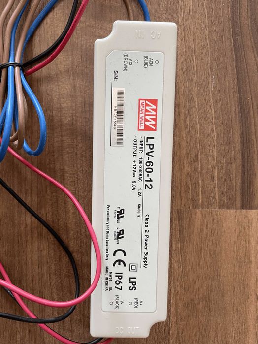 Mean Well 12VDC 5.0A 60W IP67