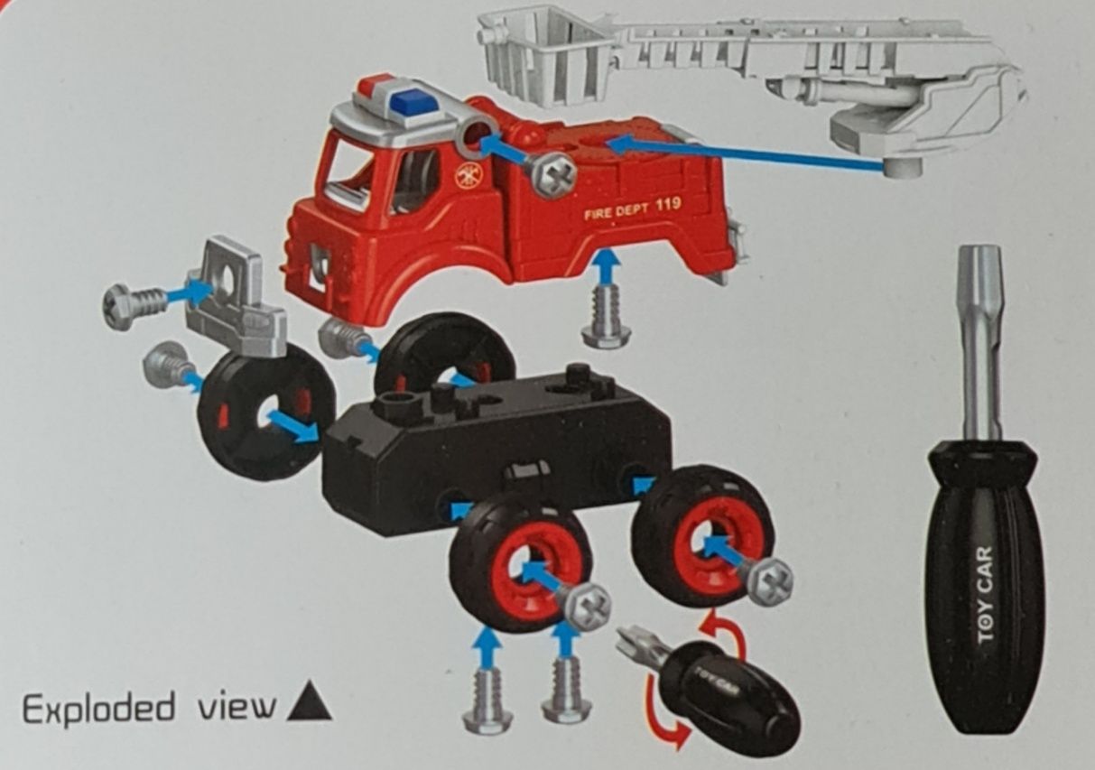Zestaw 4 pojazdów Straży pożarnej do skręcania