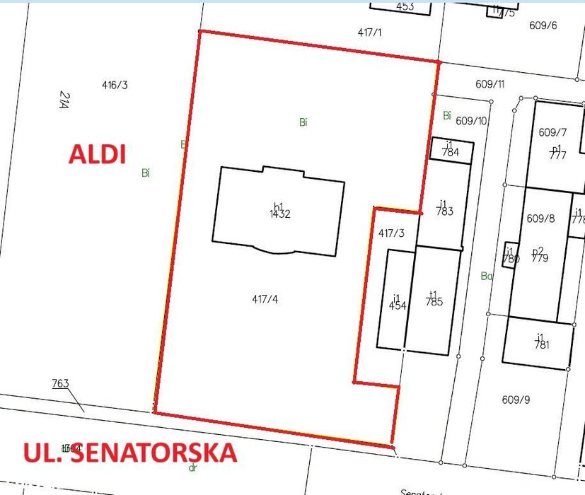 Działka Inwestycyjna ul. Senatorska Legnica. Bezpośrednio, obok ALDI