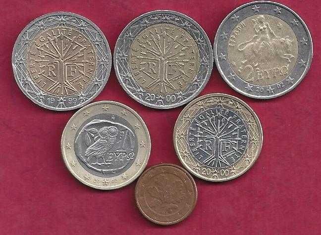 Moedas de 2 Euros e 1  euros Coleção  Grecia com S