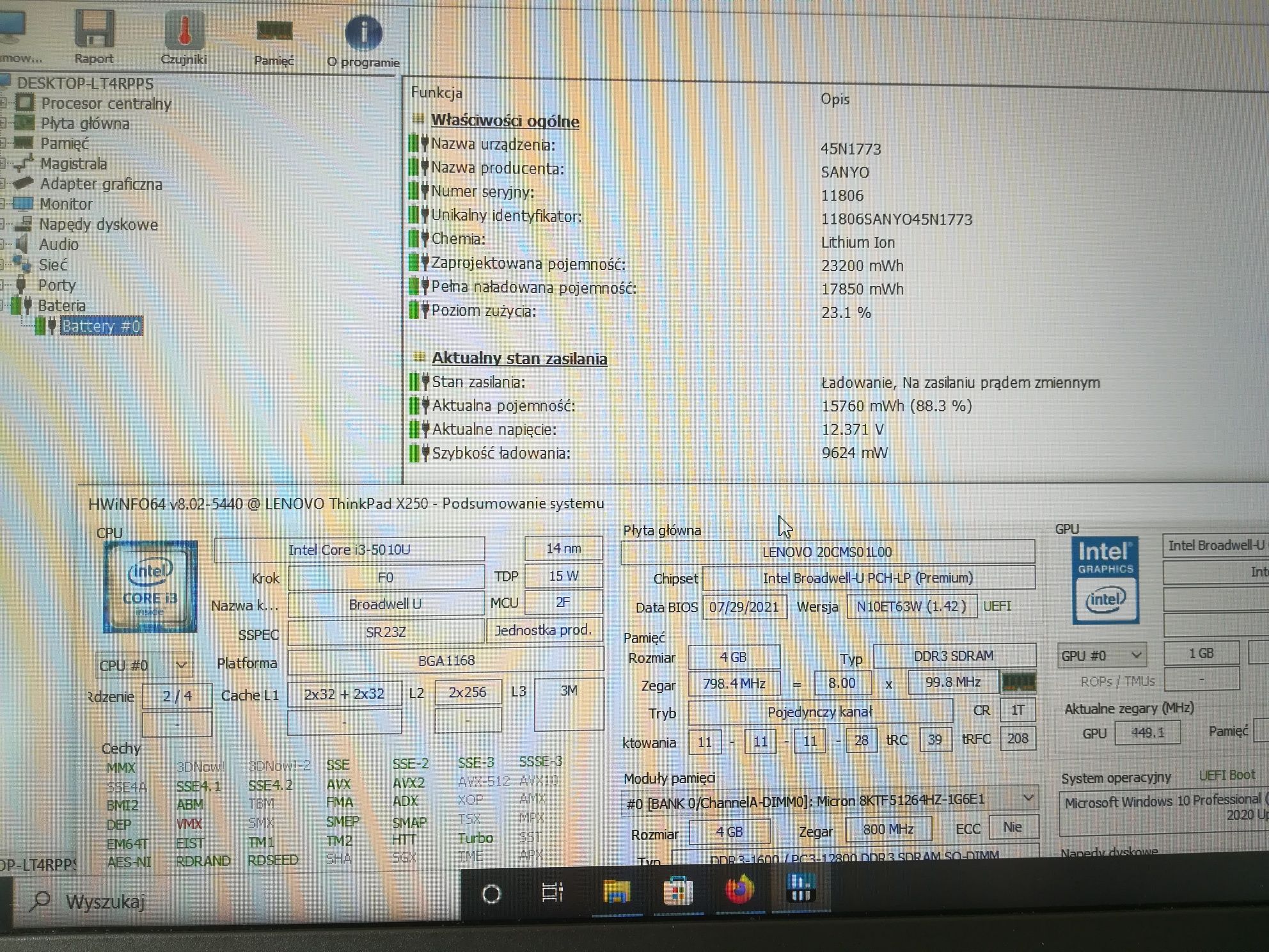 Laptop Lenovo x250 IPS Intel Core i3 500 GB HDD + 32 GB SSD