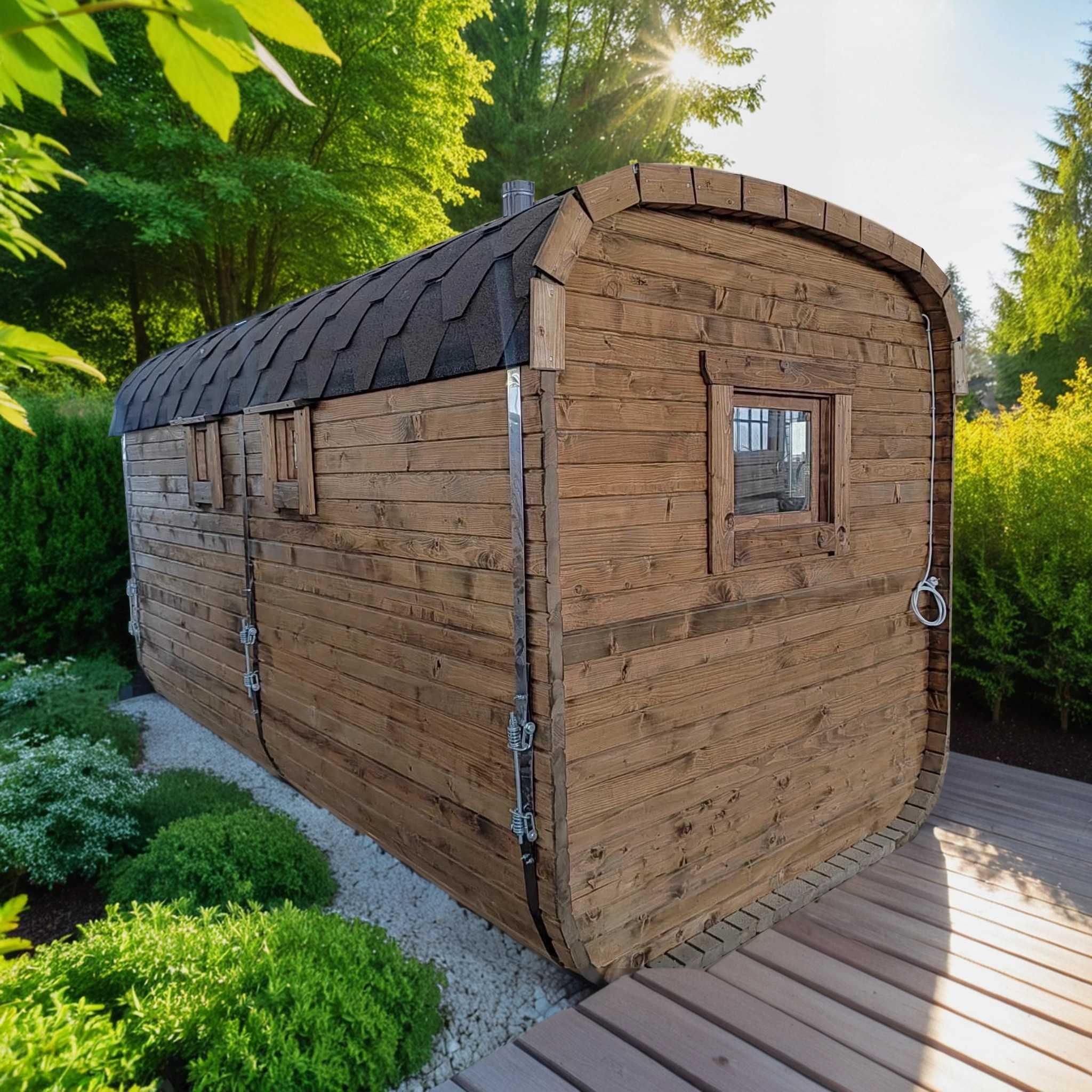 Sauna 2x4 m Ogrodowa Beczka – Fińska Ruska Bania z Piecem - Producent