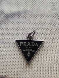 Prada Enamel Triangle Logo Pendant Chain Necklace