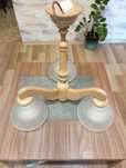Lampa drewniana klosz żyrandol 3-ramienny