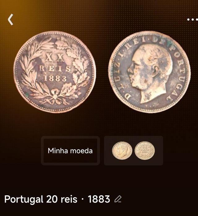 Duas Moedas de 20 reis Portugal