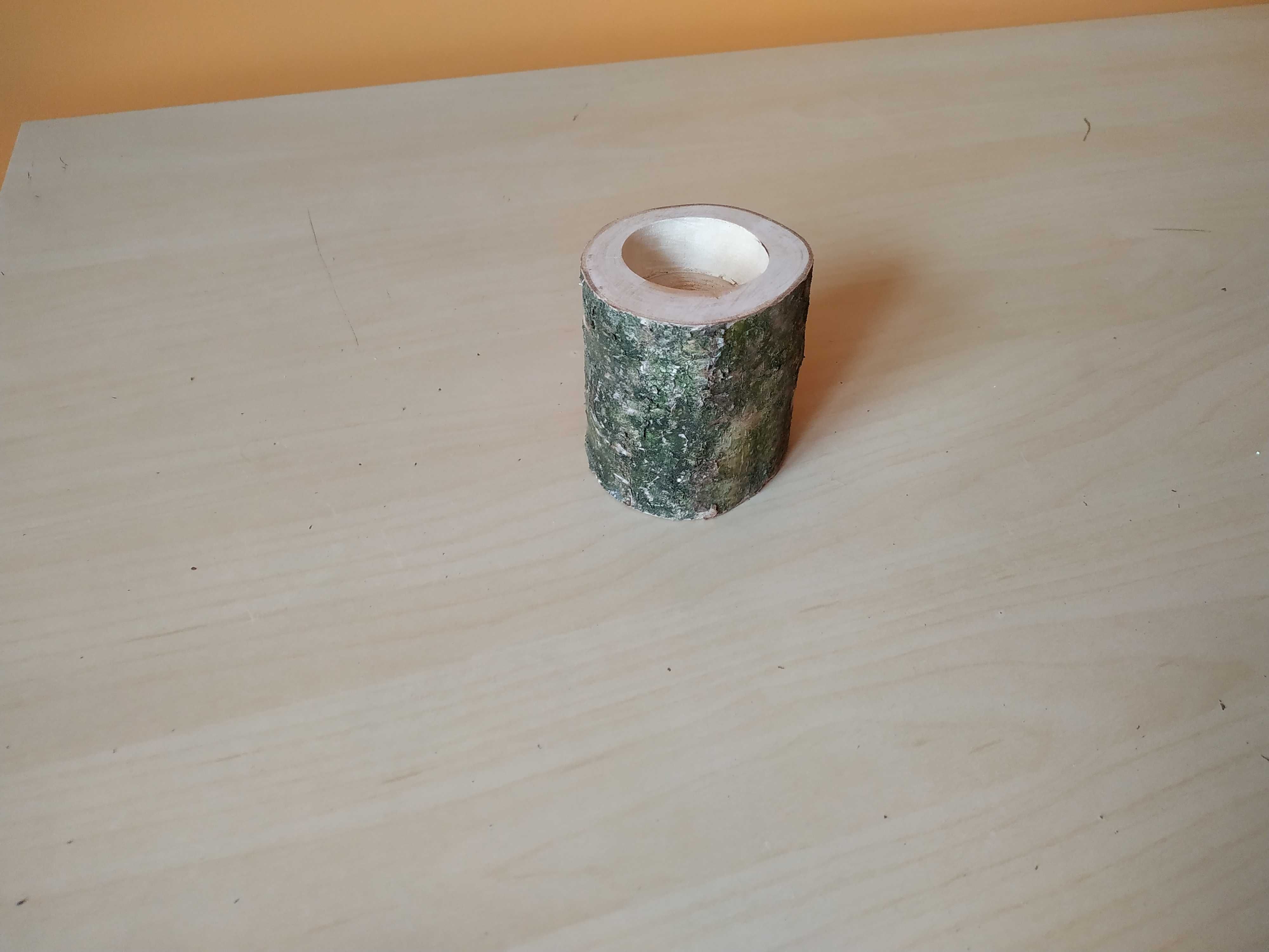 świecznik z brzozy tealight styl rustykalny wesle