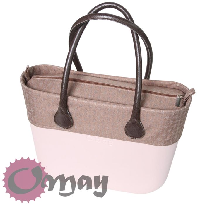 BRĄZOWA PEPITKA organizer OBAG MINI +OPASKA wkład 2 kieszenie OMAY