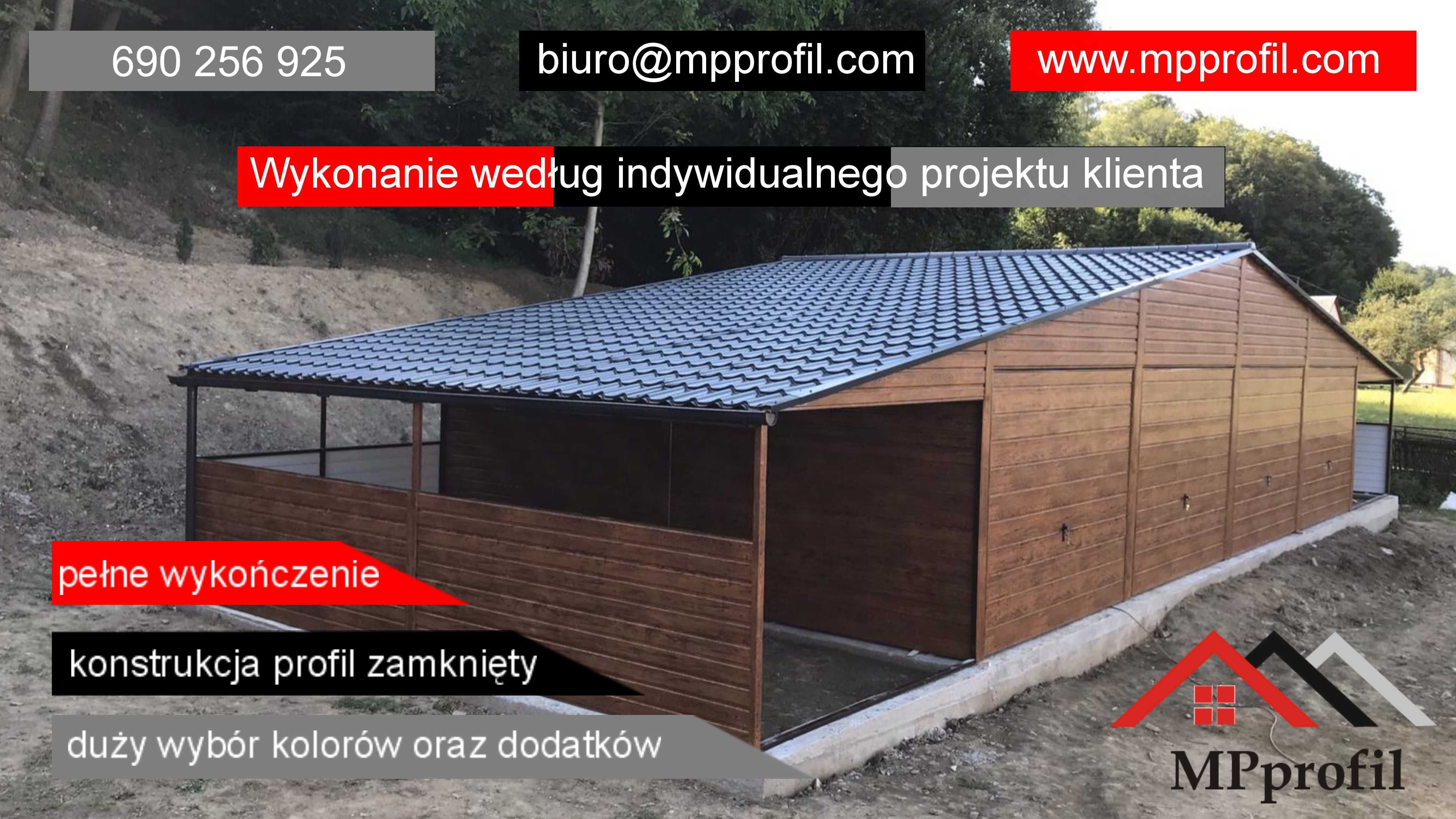 Garaż blaszany 3,5 x 5 m profil zamknięty brama uchylna