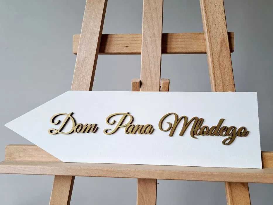 2 Białe drogowskazy ślubne Dom Pana Młodego Dom Panny Młodej wesele