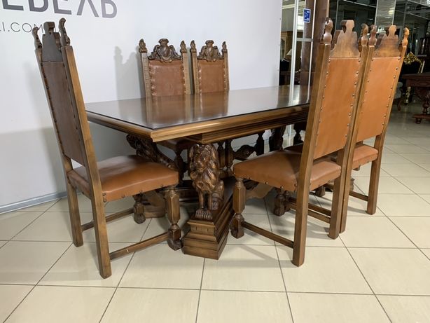Обеденный стол и шесть стульев ручная резьба львы мебель из Европы