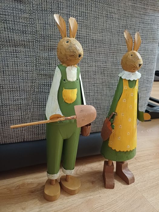 Dwa metalowe zajace ogrodowe 41cm