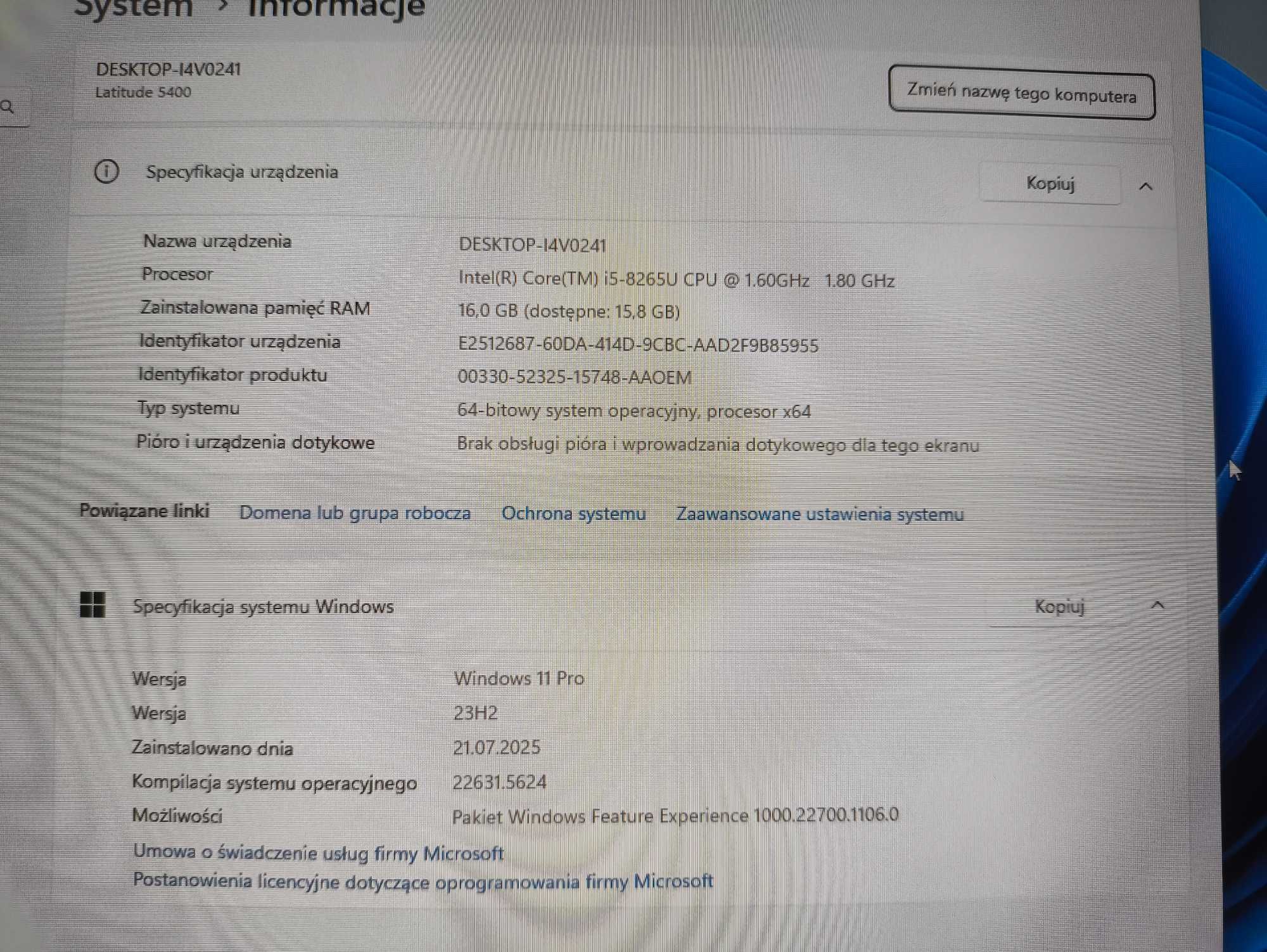 Biznesowy Dell - Intel i5, 16GB RAM DDR4, SSD NVMe, ekran FullHD, W11