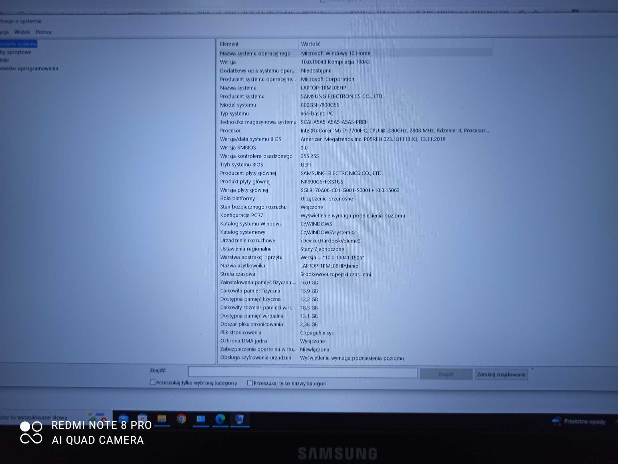 Samsung Odyssey i7-7700HQ/16GB/128+1TB/Win10 GTX1060