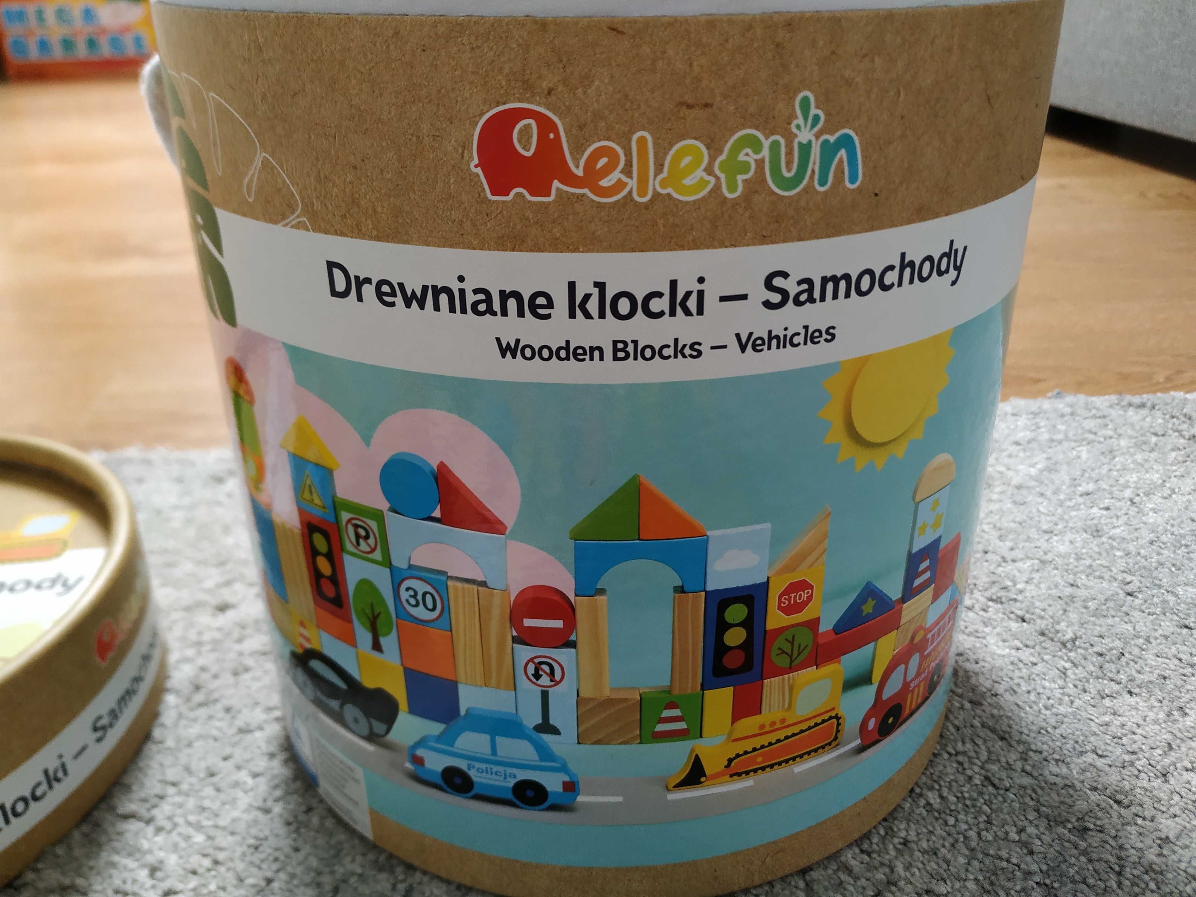 Klocki drewniane elefun - samochody