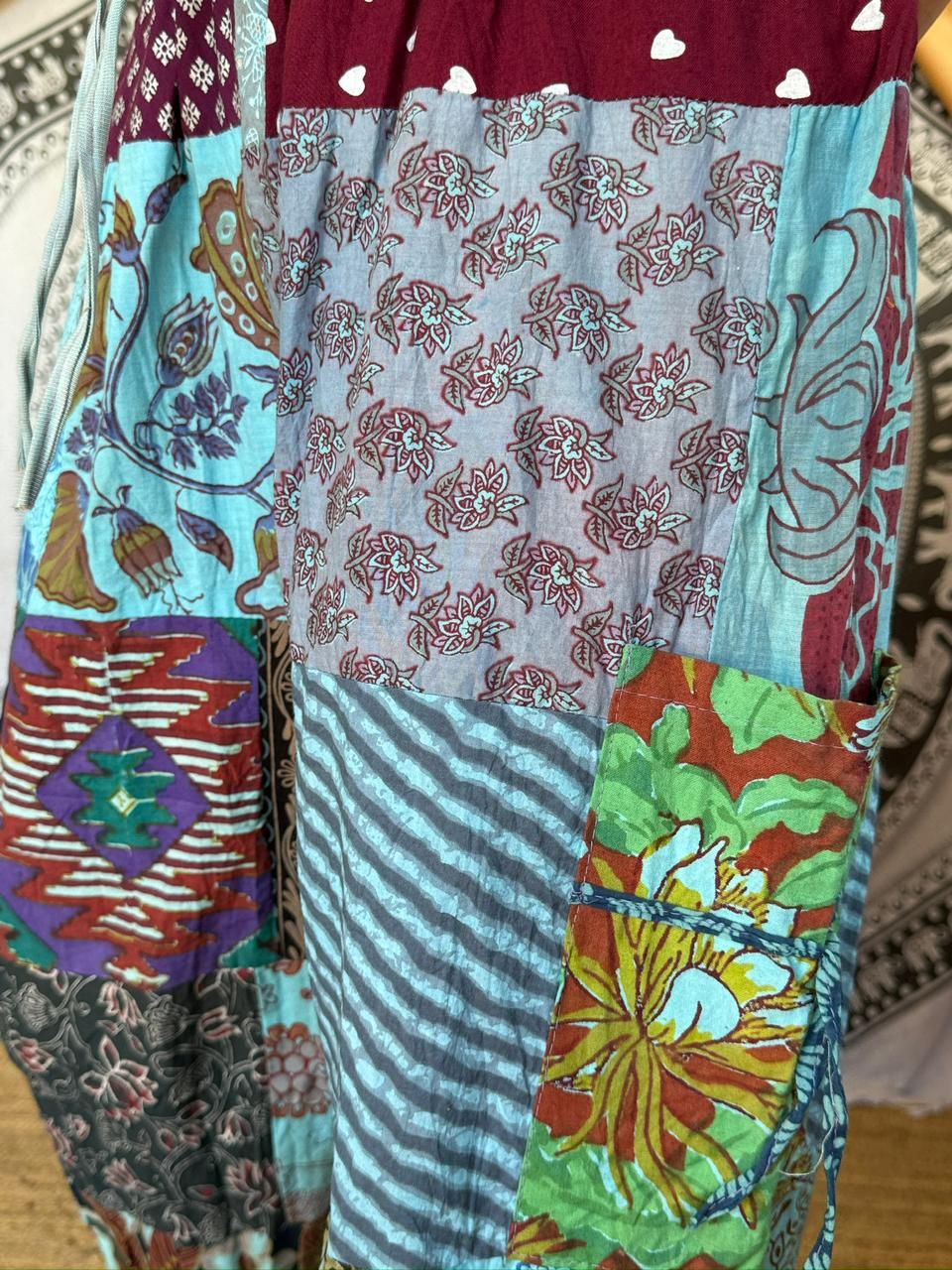 Spodnie patchwork bawełniane