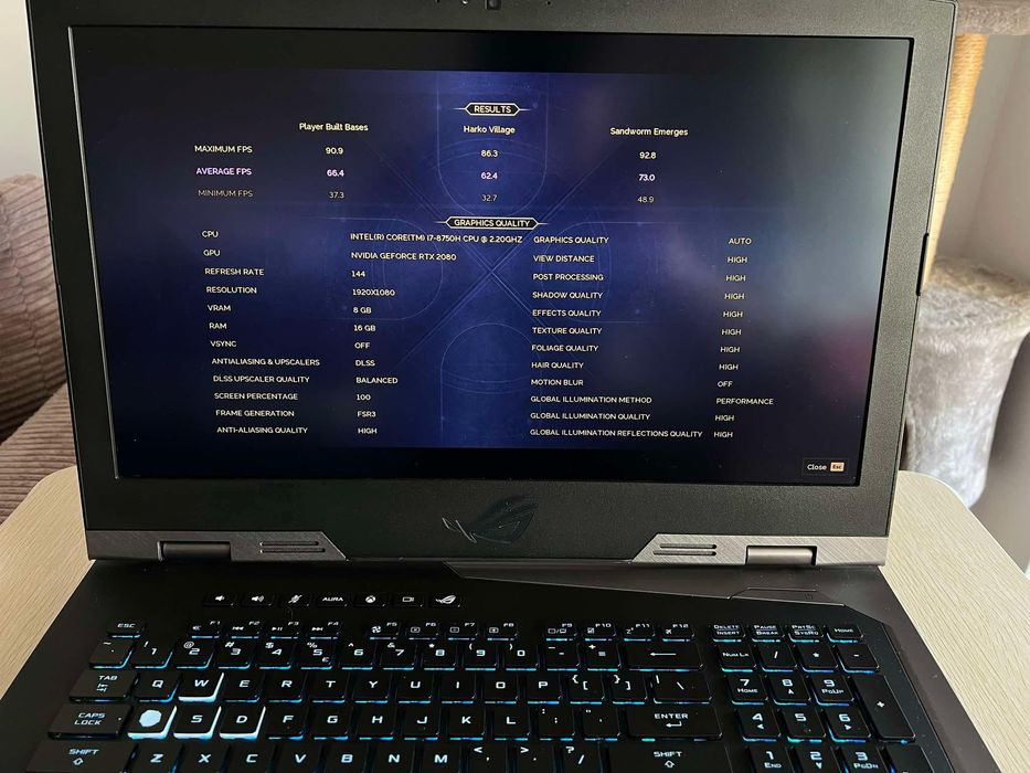 Laptop 17” RTX2080 i7-8750H 16GB RAM 144Hz IPS ASUS ROG G703GX