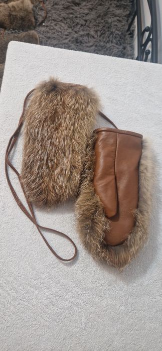 Rękawiczki futrzane z królika rudobrązowego