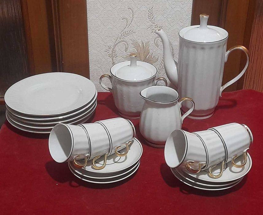 Кофейный фарфоровый сервиз Подснежник, Барановка