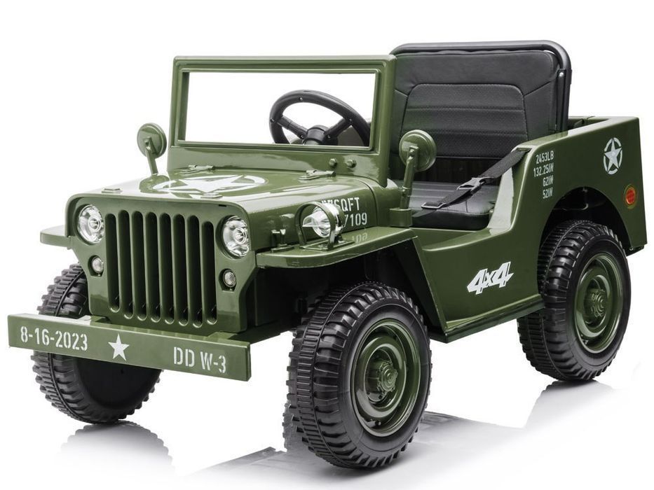 Wojskowe Auto Na Akumulator Willys + Pilot Pa0263