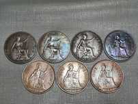 Великобритания 1 пенни.  1916, 1918, 1936, 1937, 1964, 1966, 1967.