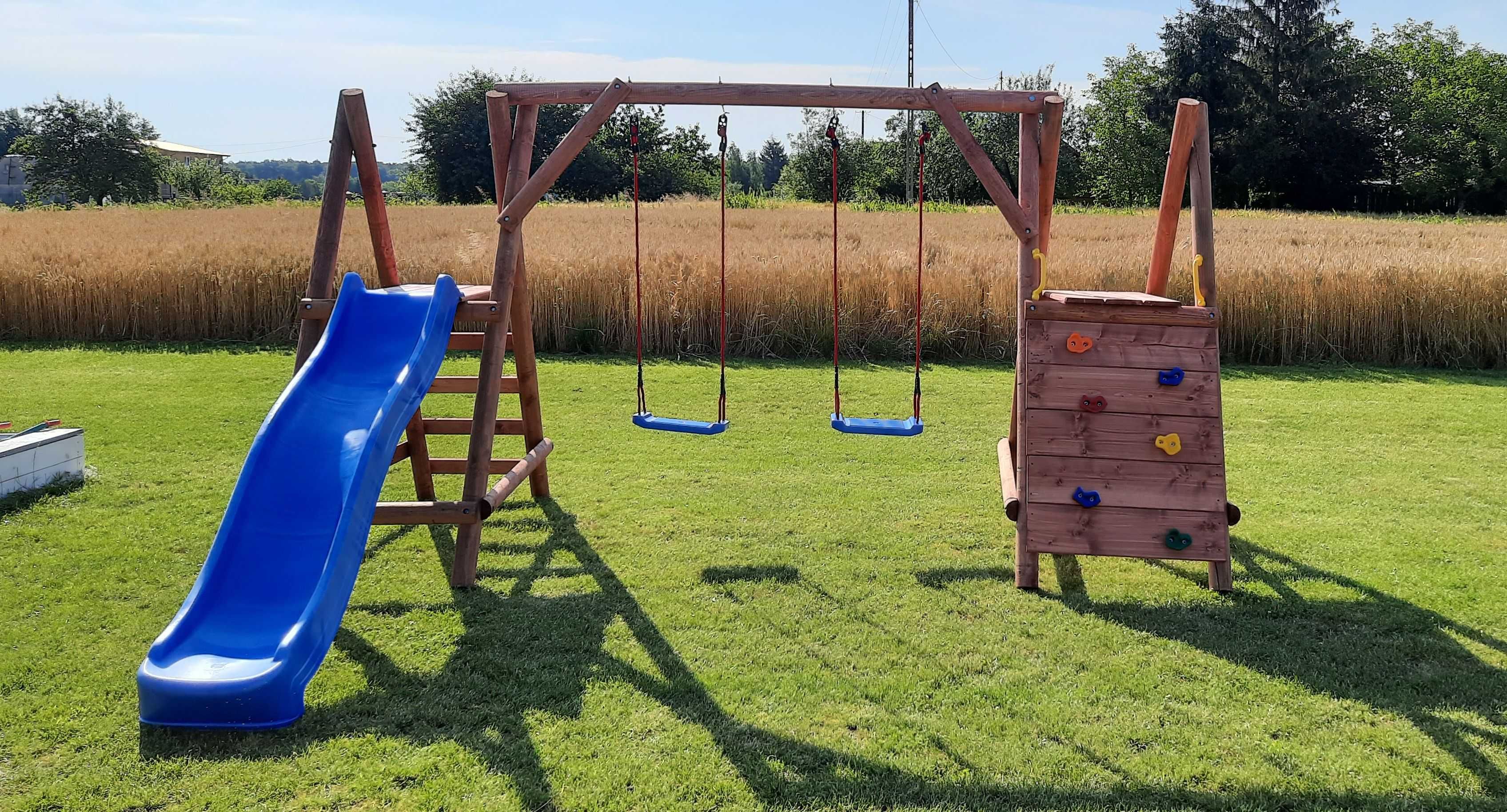 Drewniany Plac Zabaw do Ogrodu OLAF 2XHuśtawka Ślizg Ścianka PRODUCENT