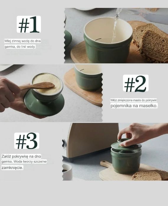 Francuski ceramiczny pojemnik na masło z pokrywką