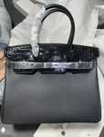 Hermеs Birkin 25 чорна шкіра, Croc Flap Birk