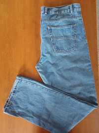 Niebieskie jeansy, modna szeroka, prosta nogawka, jak nowe, Xl, 42