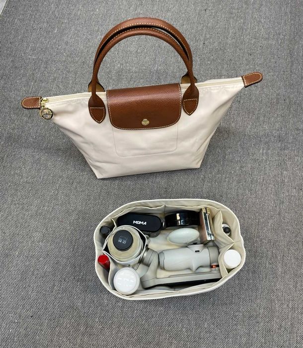 Torba Damska"Longchamp_Le_Pliage_Nylon_Skóra_White