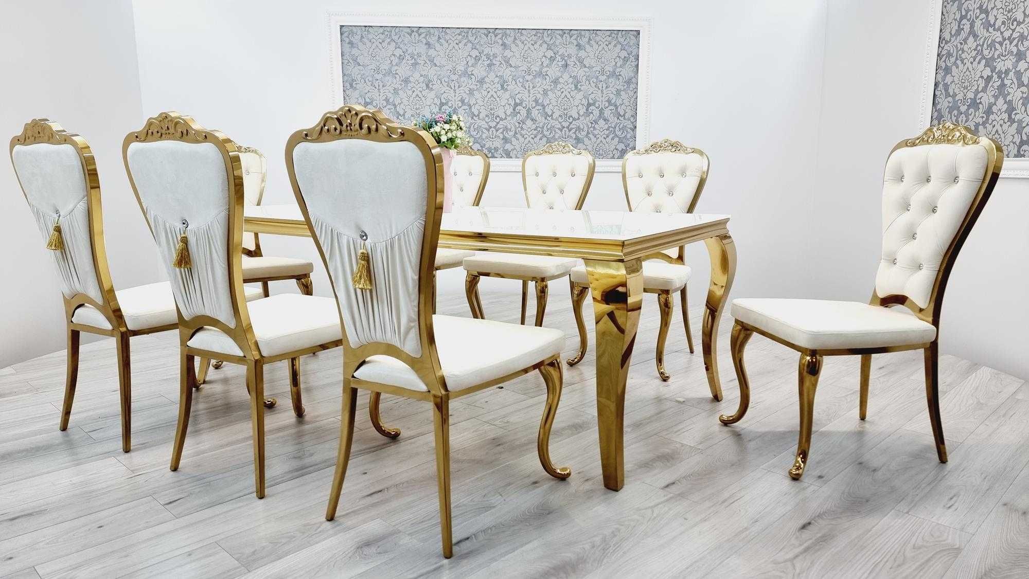 Stół Glamour 200x100 z 8 krzesłami Ludwik
