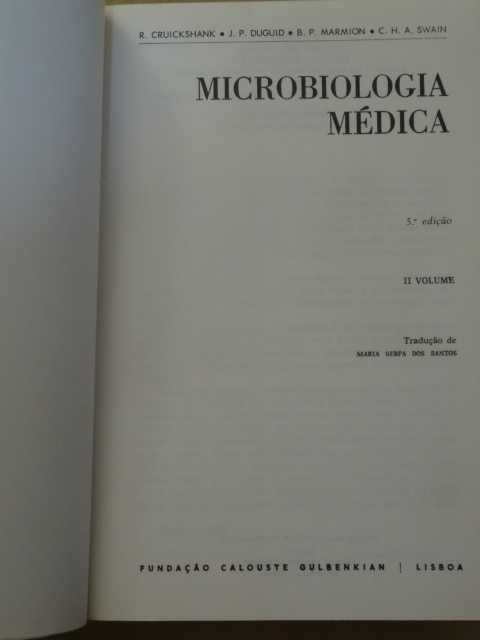 Microbiologia Médica de B. P. Marmon, R. Cruickshank - 2 Volumes