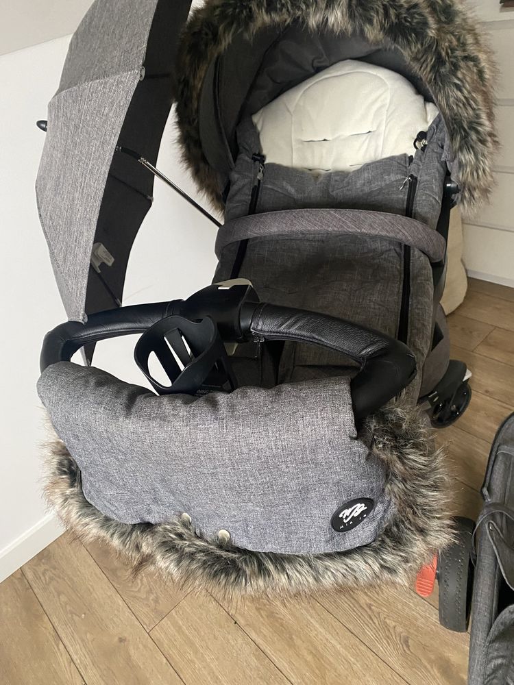 Stokke Xplory V5 black melange 2w1 + dodatki (czarna rama )