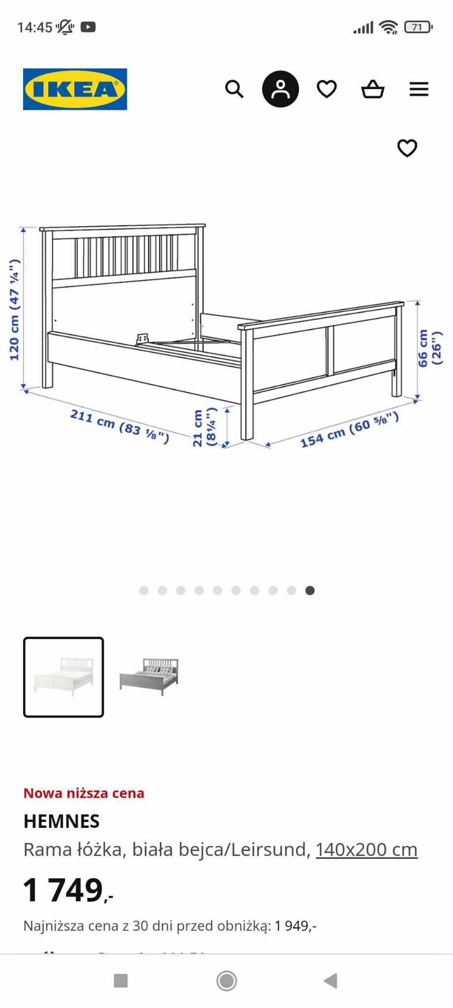 Białe Łóżko HEMNES Ikea